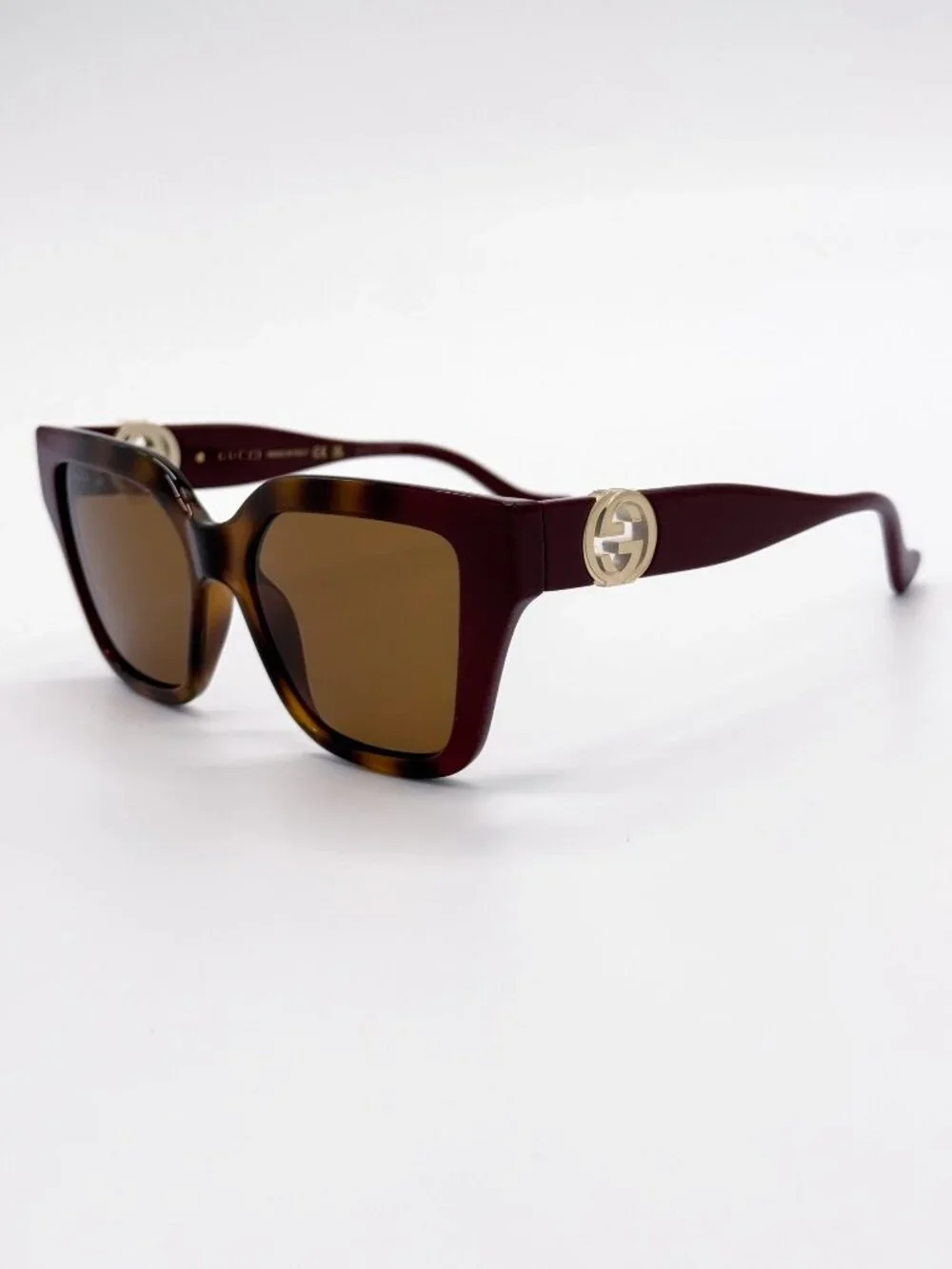 NEW GUCCI SUNGLASSES GG1023S 003 HAVANA/BURGUNDY WOMEN EYEWEAR - Picture 4 of 11